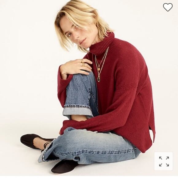 J Crew Soft Merino wool turtleneck sweater with side slits oversized - Picture 2 of 10